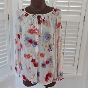 Lucky Brand Long Sleeve Boho Floral Blouse. Size medium.
